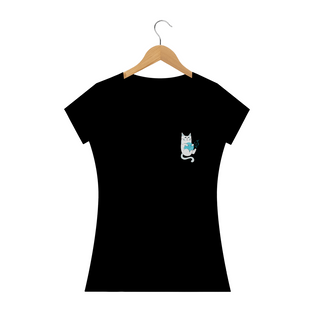 Nome do produtoCamiseta Feminina Prime | Gatinho Artesão Azul 02