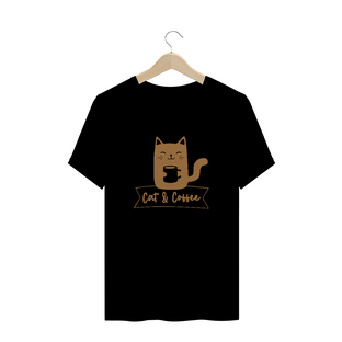 Nome do produtoCamiseta Unissex Prime | Cat and Coffee Black/Milk