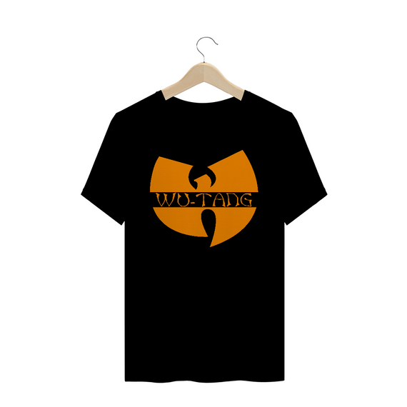 Camiseta de Malha Quality Wu Tang Clan Logo Texto Tradicional Laranja
