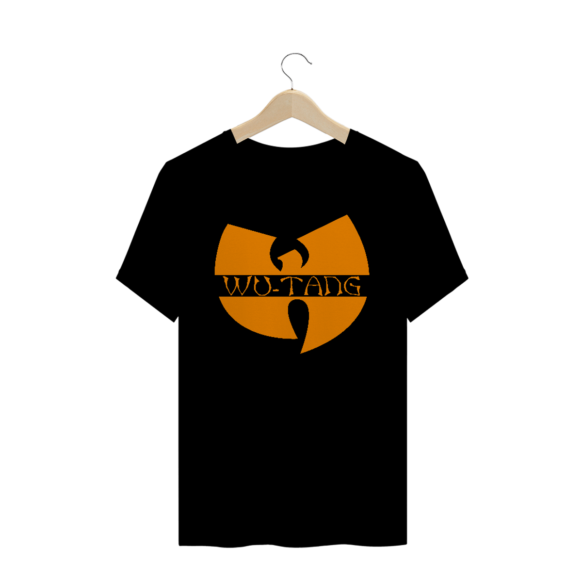 Nome do produto: Camiseta de Malha Quality Wu Tang Clan Logo Texto Tradicional Laranja