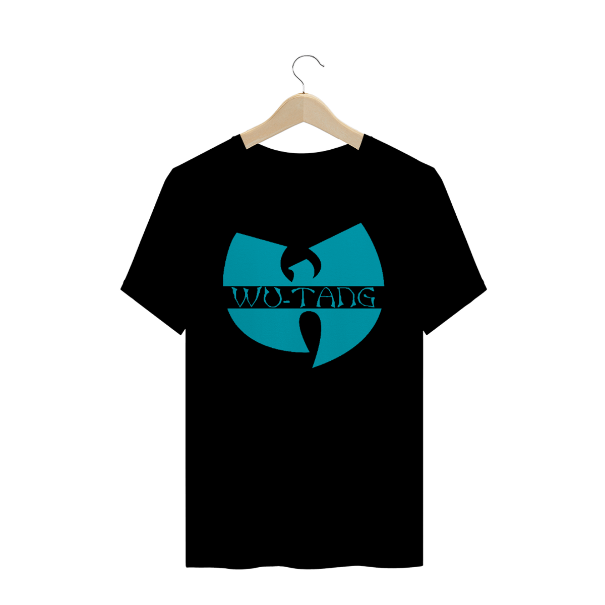 Nome do produto: Camiseta de Malha Quality Wu Tang Clan Logo Texto Tradicional Azul