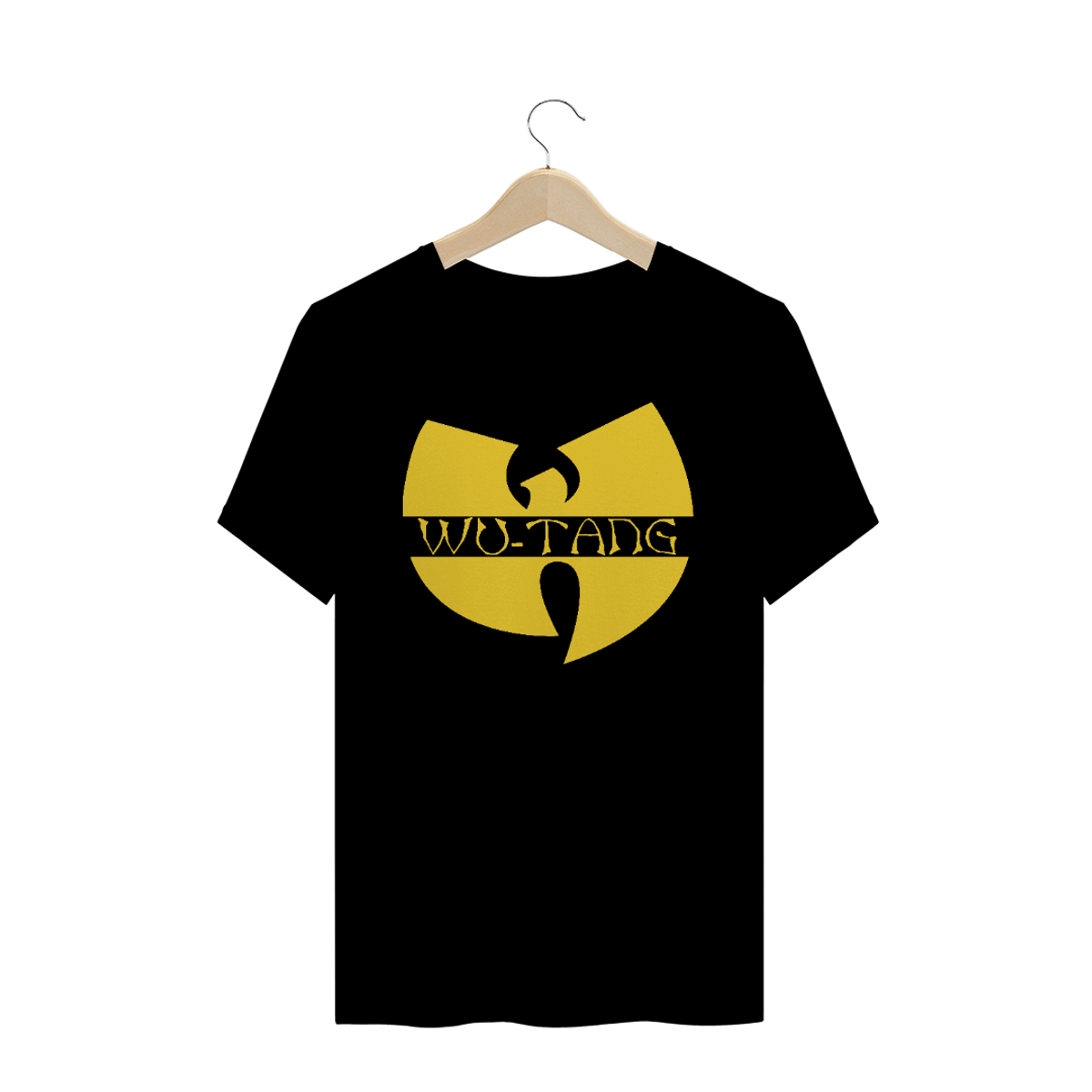 Nome do produto: Camiseta de Malha Quality Wu Tang Clan Logo Texto Tradicional Amarelo Claro