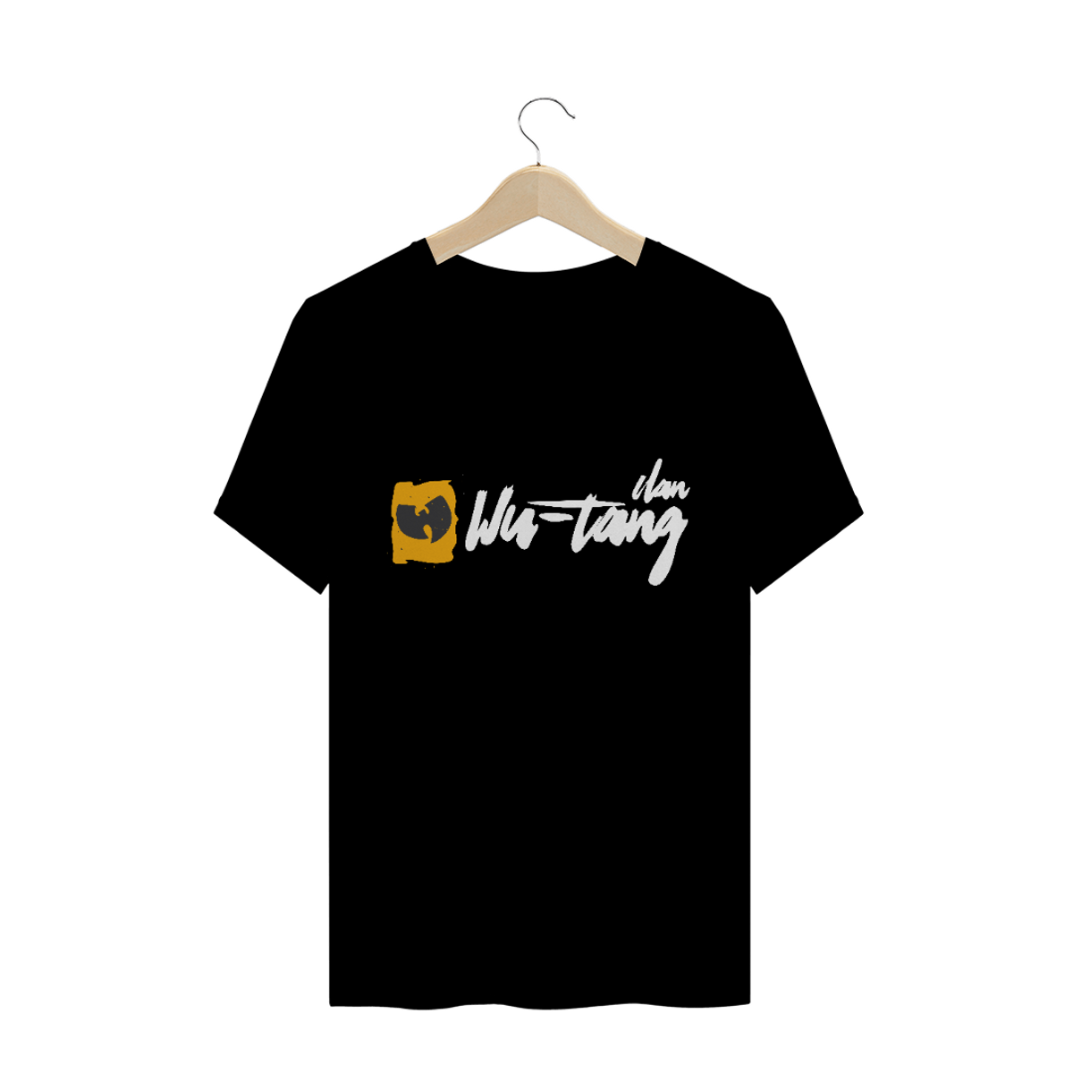 Nome do produto: Camiseta de Malha Quality Wu Tang Clan Assinatura Grafite Amarelo-Preto