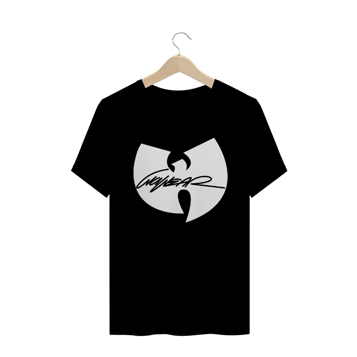Nome do produto: Camiseta de Malha Wu Tang Clan Hip Hop PLUS SIZE Logo WuWear Branco