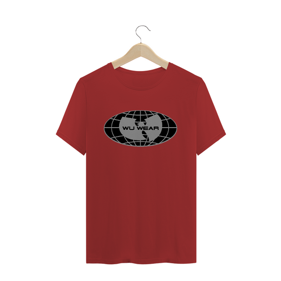 Camiseta de Malha ESTONADA Pré-Lavada Wu Tang Clan Globo 3D Vermelho