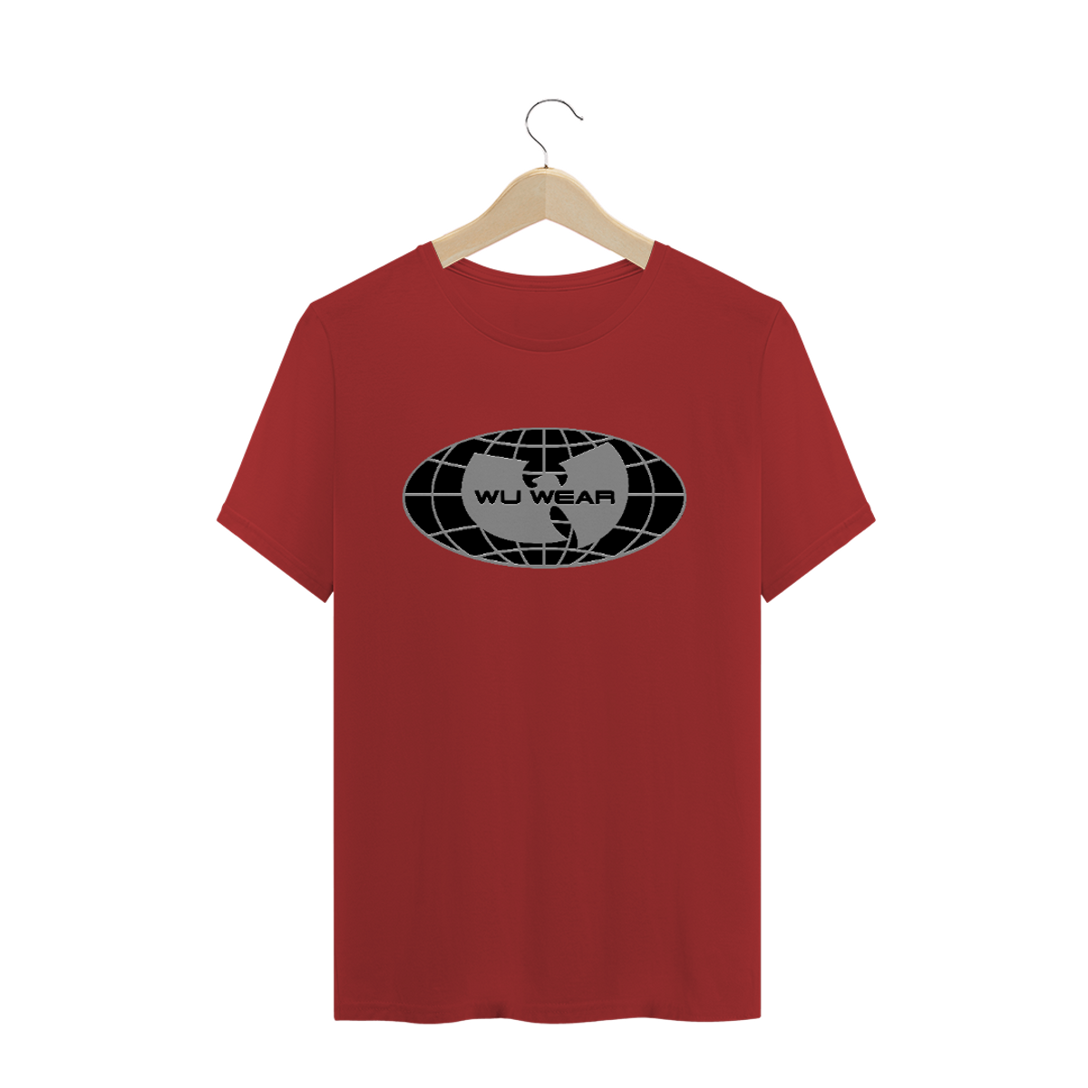 Nome do produto: Camiseta de Malha ESTONADA Pré-Lavada Wu Tang Clan Globo 3D Vermelho