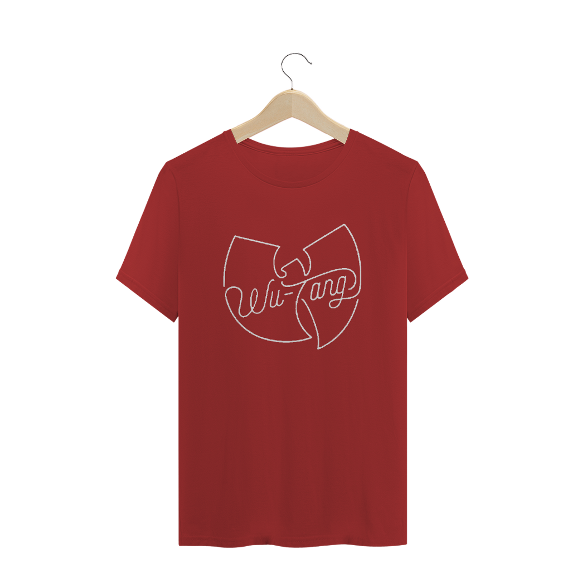 Nome do produto: Camiseta de Malha ESTONADA Pré-Lavada Wu Tang Clan Logo Assinatura Vermelho