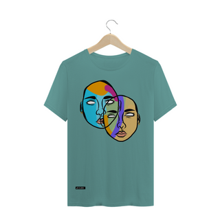 Camiseta estonada masculina rostos coloridos 2faces Pincelandu