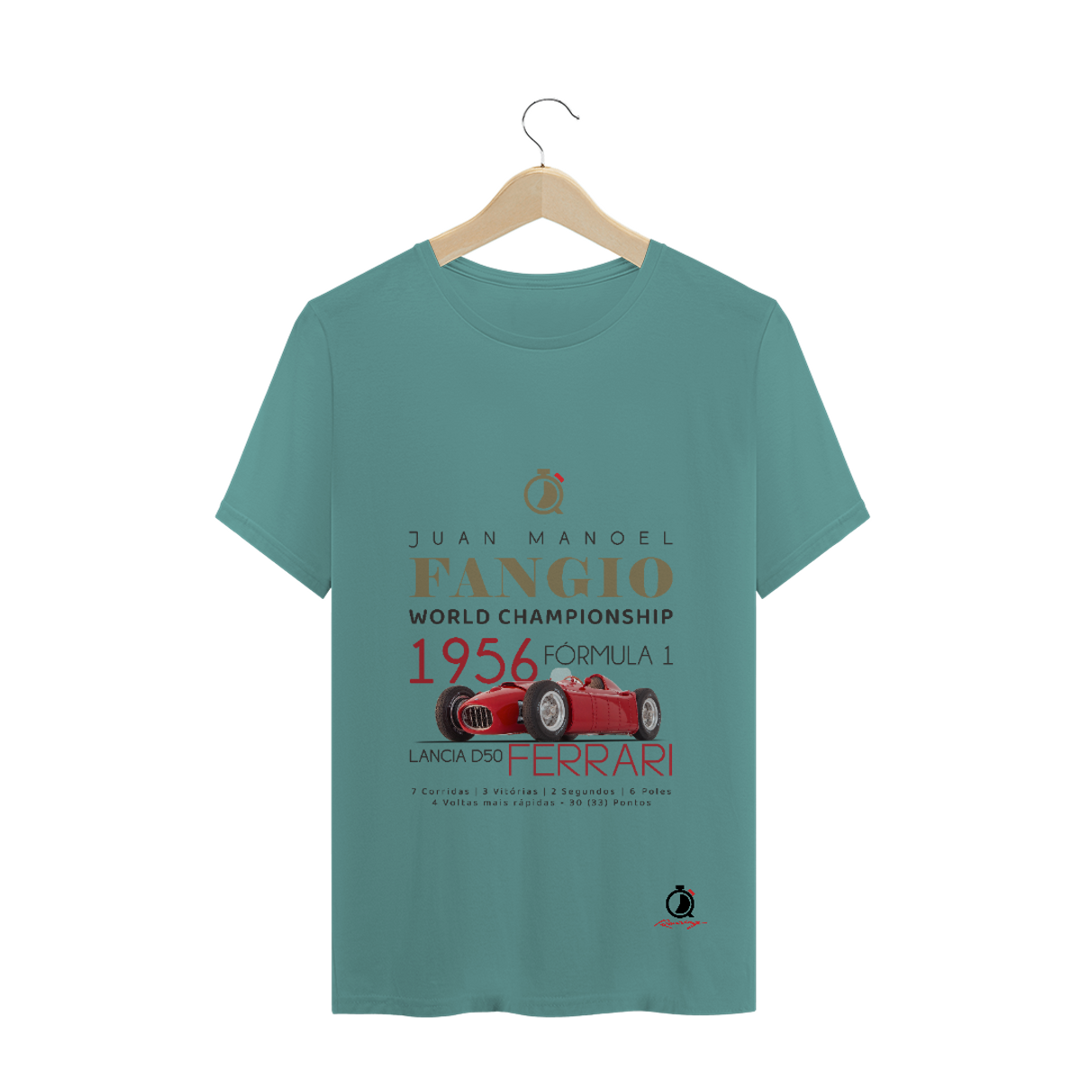 Nome do produto: T-Shirt Estonada Quick Racing | Fangio 1956 Ferrari