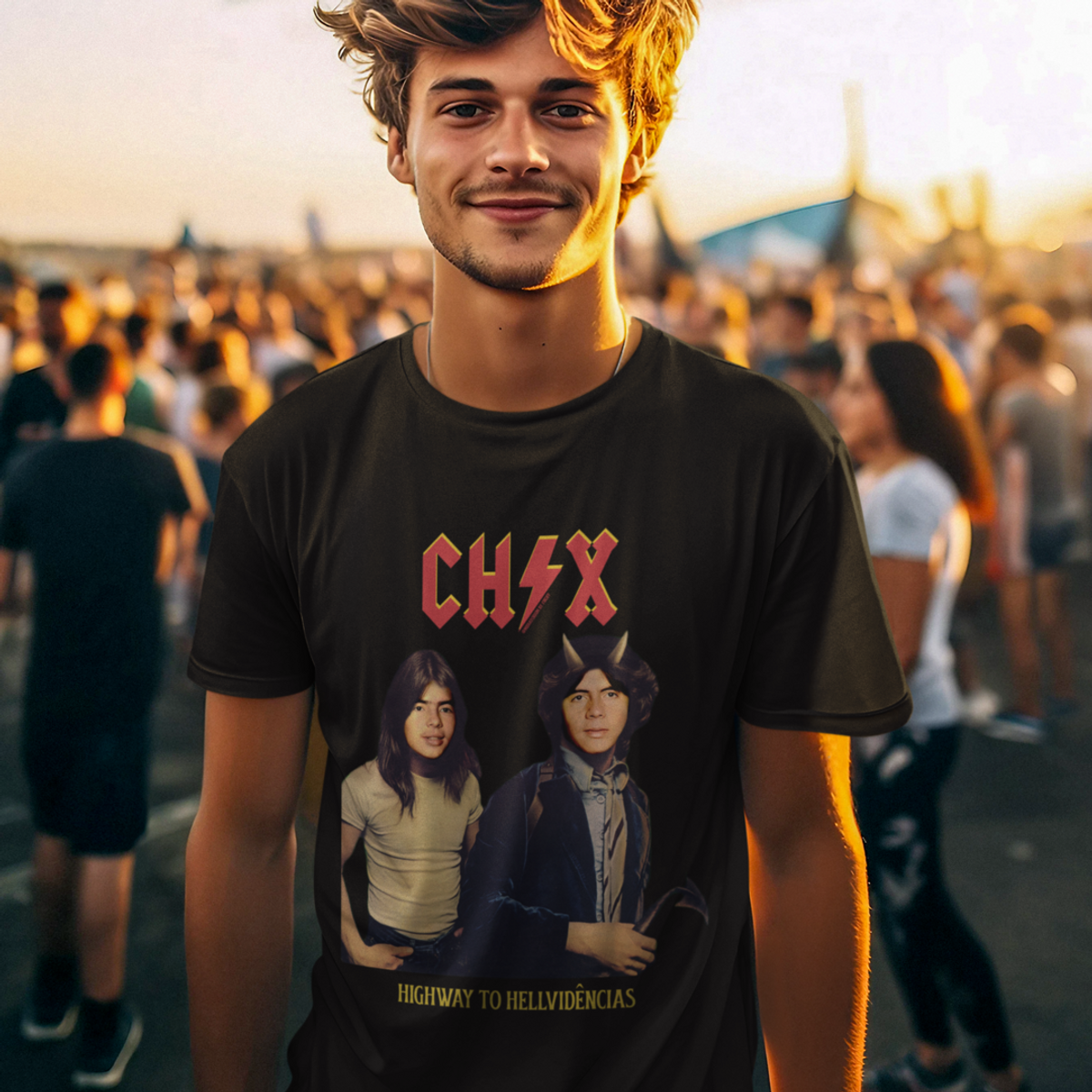 Nome do produto: Camiseta Chitãozinho e Xororó by AC/DC - Rock in Rio X