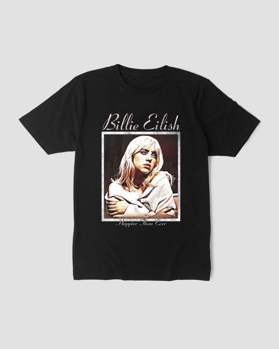 Nome do produto: Camiseta Billie Eilish Happier Black 2 Mind The Gap Co.