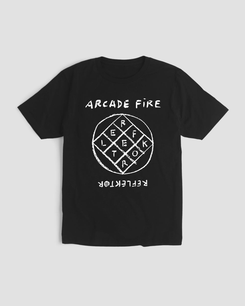 Nome do produto: Camiseta Arcade Fire Reflektor Logo Mind The Gap Co.