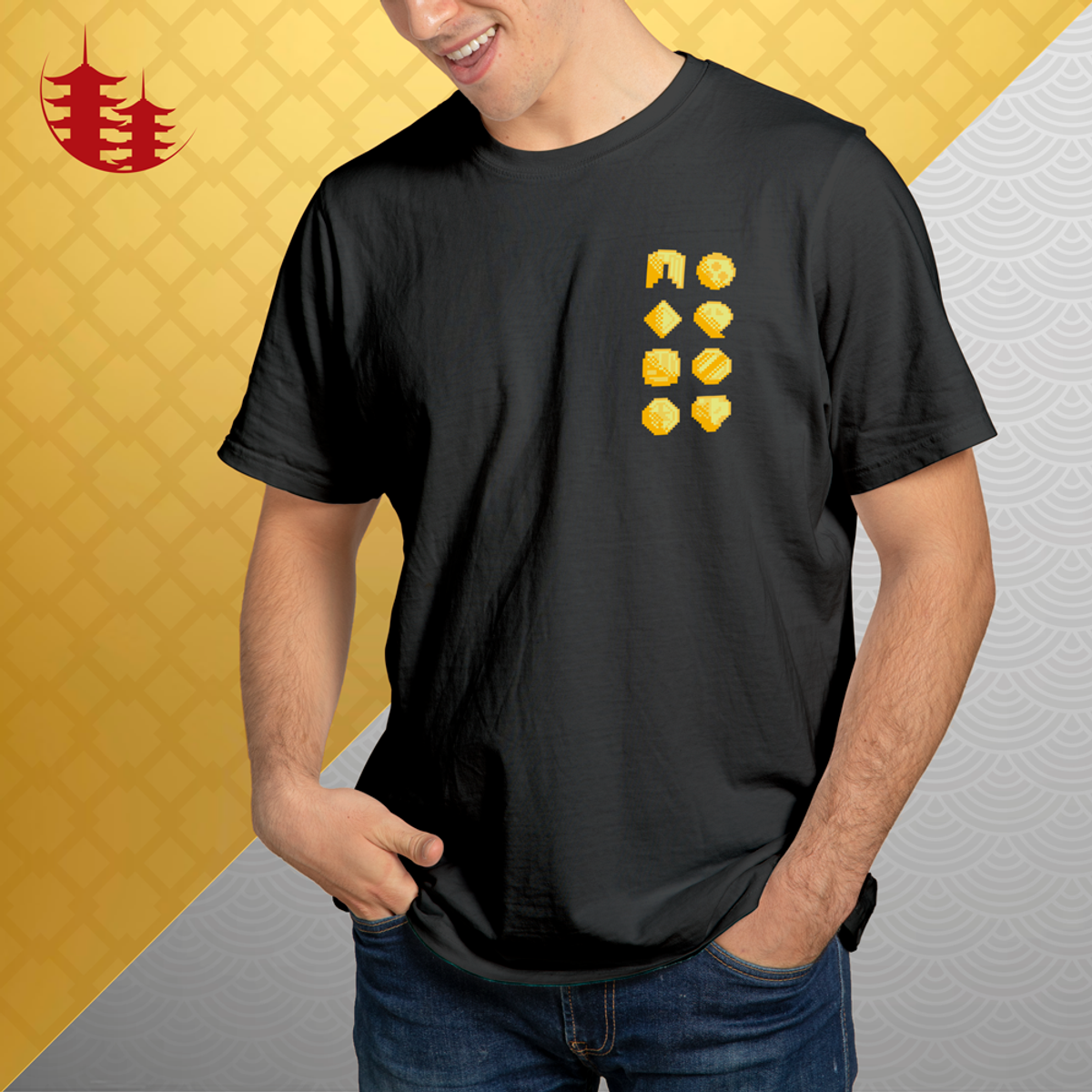 Nome do produto: Camiseta Insígnias de Johto - IndigoCon GS