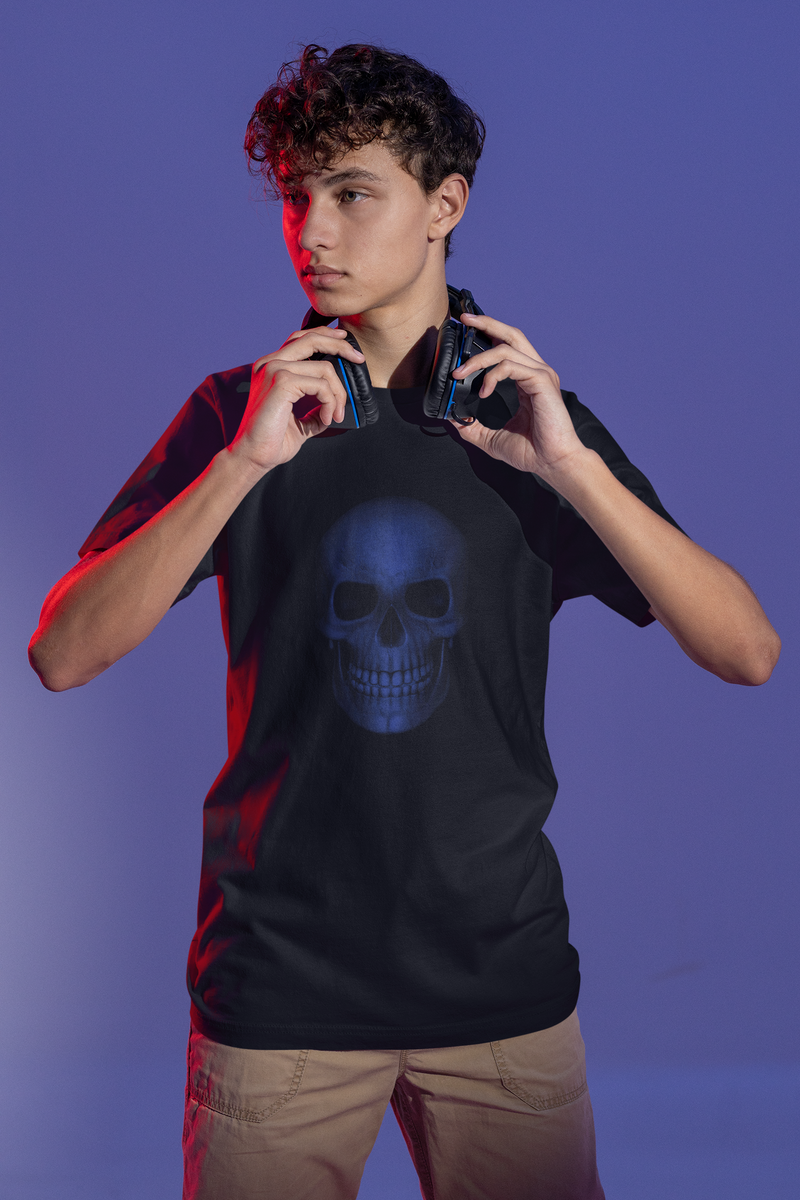 Nome do produto: Camiseta Caveira Azul