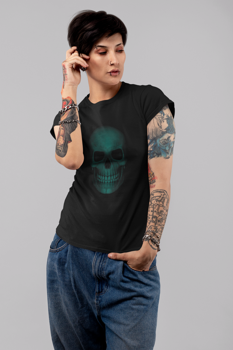 Nome do produto: Camiseta Baby Long Caveira Verde 1