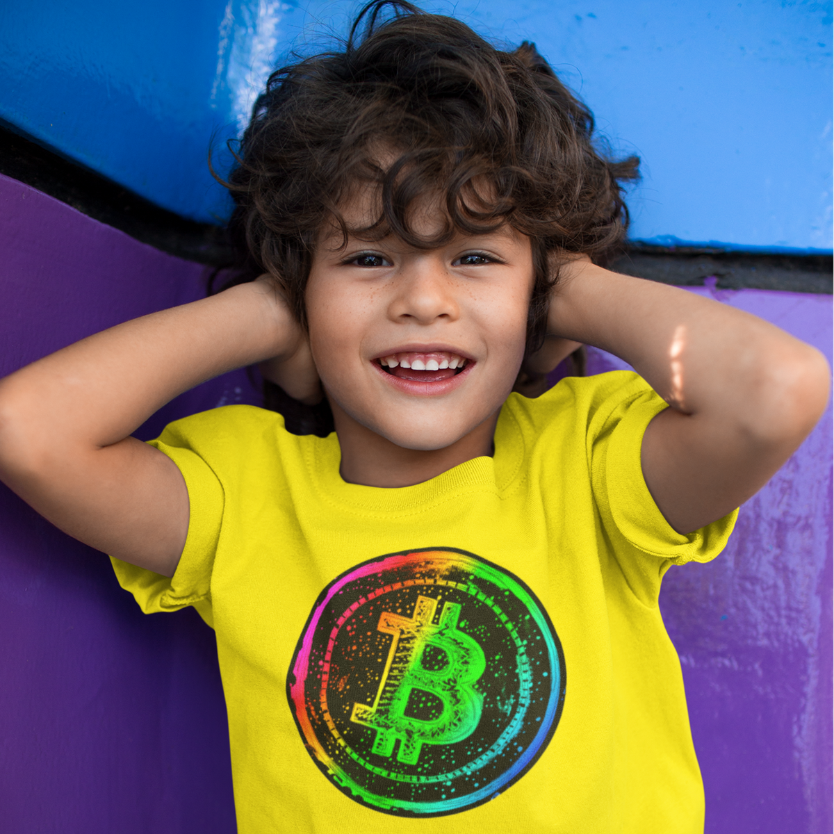 Nome do produto: Camiseta Infantil Bitcoin Rainbow BTC043-CI