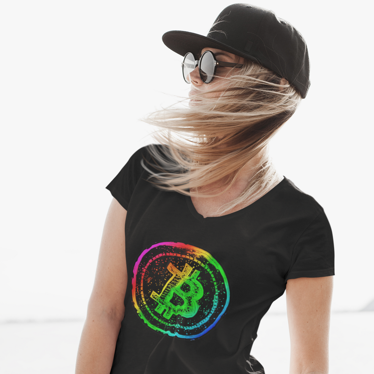 Nome do produto: Camiseta Canoa Viscolycra Bitcoin Rainbow BTC043-CN