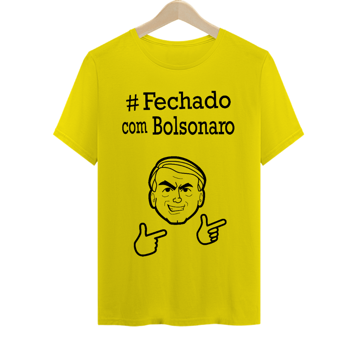 Nome do produto: Camiseta #Fechado com Bolsonaro - Verde e Amarela, unissex