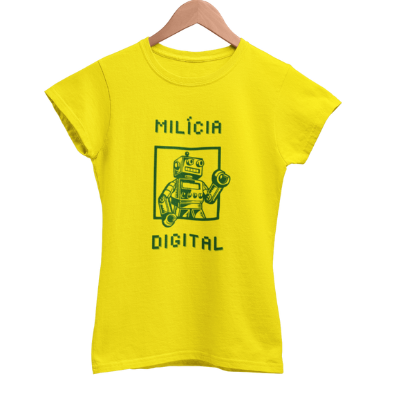 Camiseta Milícia Digital - Amarela feminina