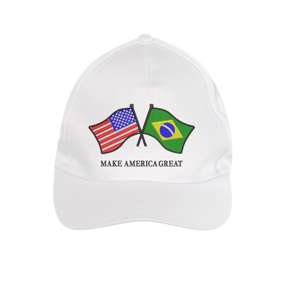 Boné bandeiras Brasil e Estados Unidos