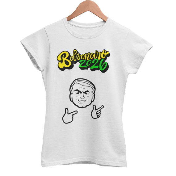 Camiseta Bolsonaro 2026 - Branca, feminina