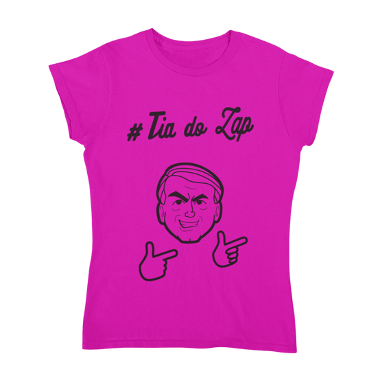 Camiseta #Tia do Zap - Amarela e Rosa, feminina