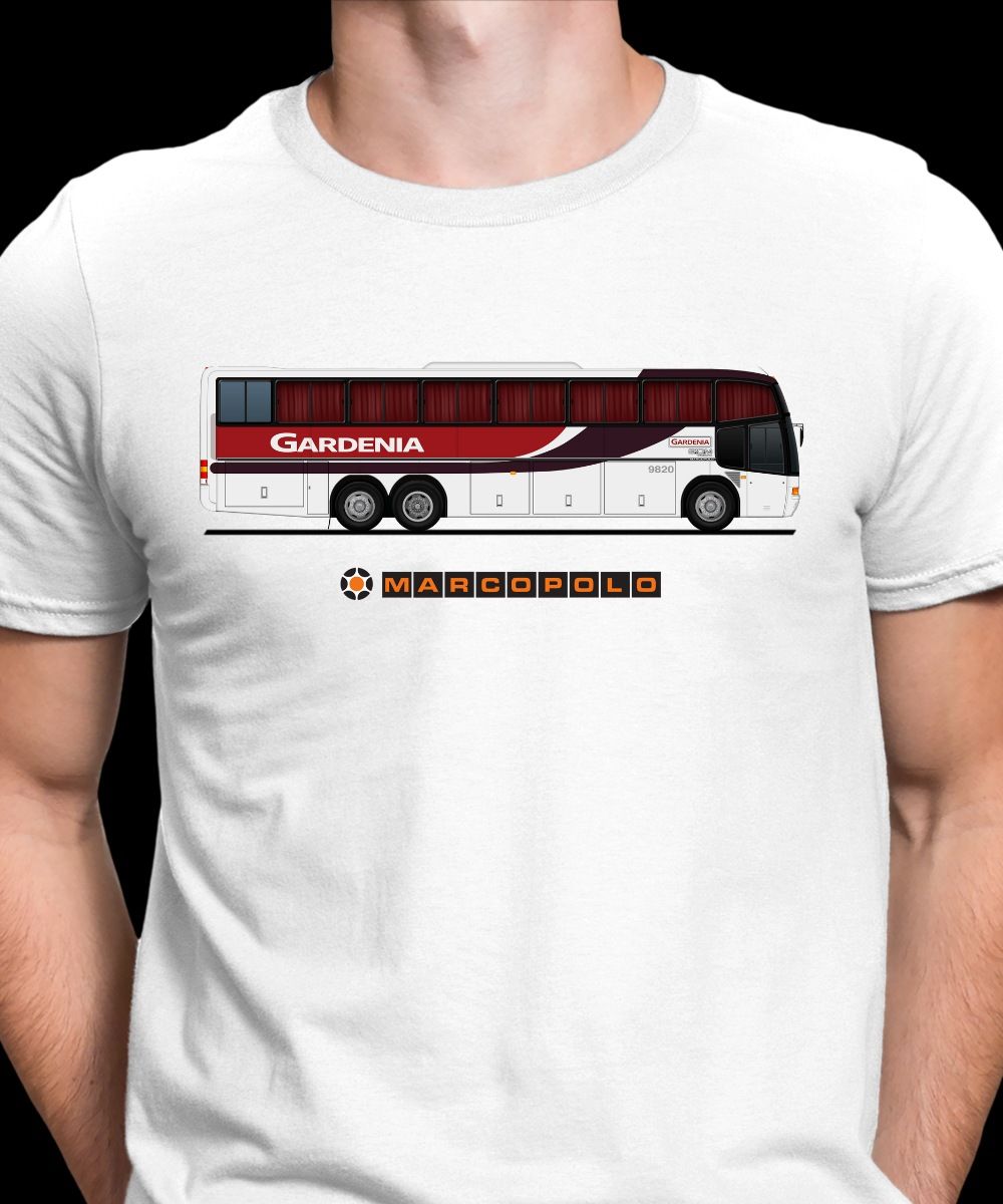 Nome do produto: CAMISETA ÔNIBUS GARDENIA MARCOPOLO PARADISO GV 1150 VOLVO B10M