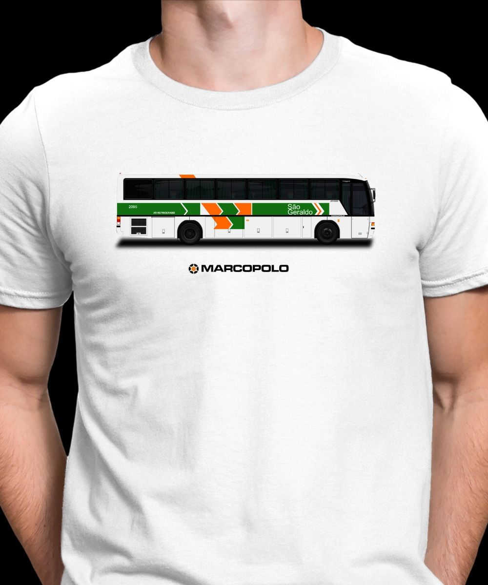 Nome do produto: CAMISETA ÔNIBUS SÃO GERALDO MARCOPOLO VIAGGIO GV 1000