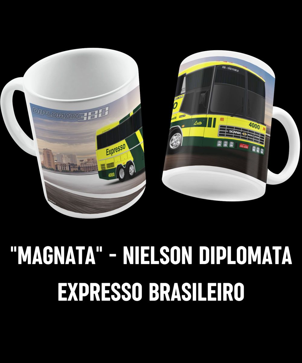 Nome do produto: CANECA ÔNIBUS MAGNATA EXPRESSO BRASILEIRO NIELSON DIPLOMATA