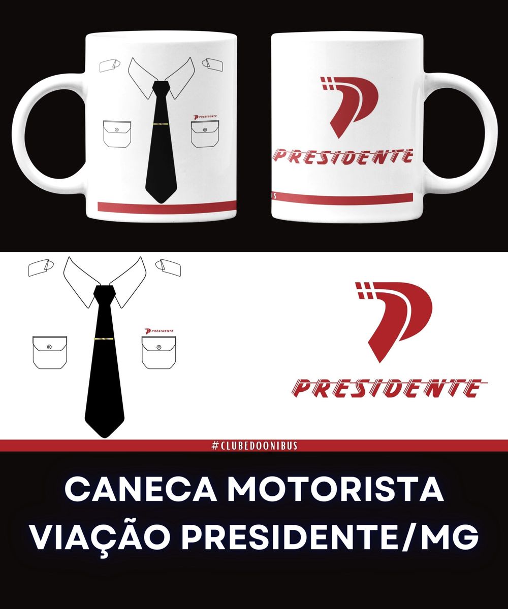 Nome do produto: CANECA MOTORISTA DE ÔNIBUS VIAÇÃO PRESIDENTE