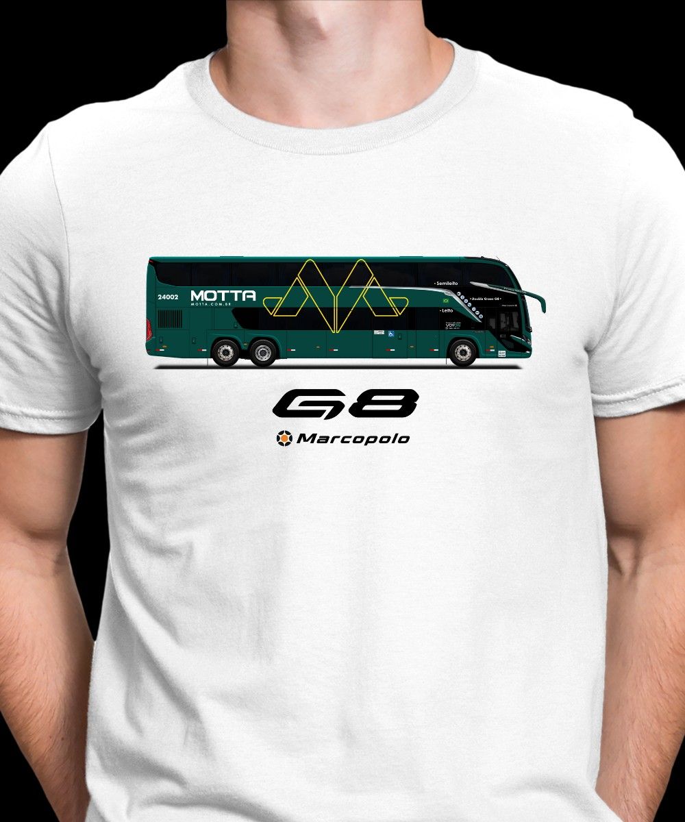 Nome do produto: CAMISETA ÔNIBUS VIAÇÃO MOTTA MARCOPOLO G8 DD 