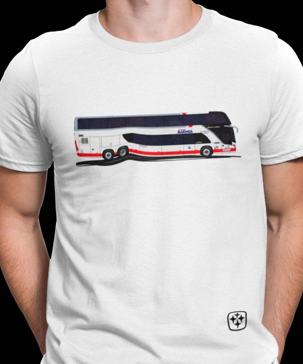 Nome do produto: CAMISETA ÔNIBUS EXPRESSO MARINGÁ BUSSCAR VISSTA BUSS DD