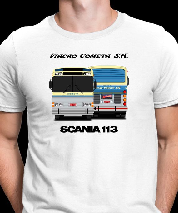 CAMISETA ÔNIBUS VIAÇÃO COMETA CMA FLECHA AZUL REI DA ESTRADA