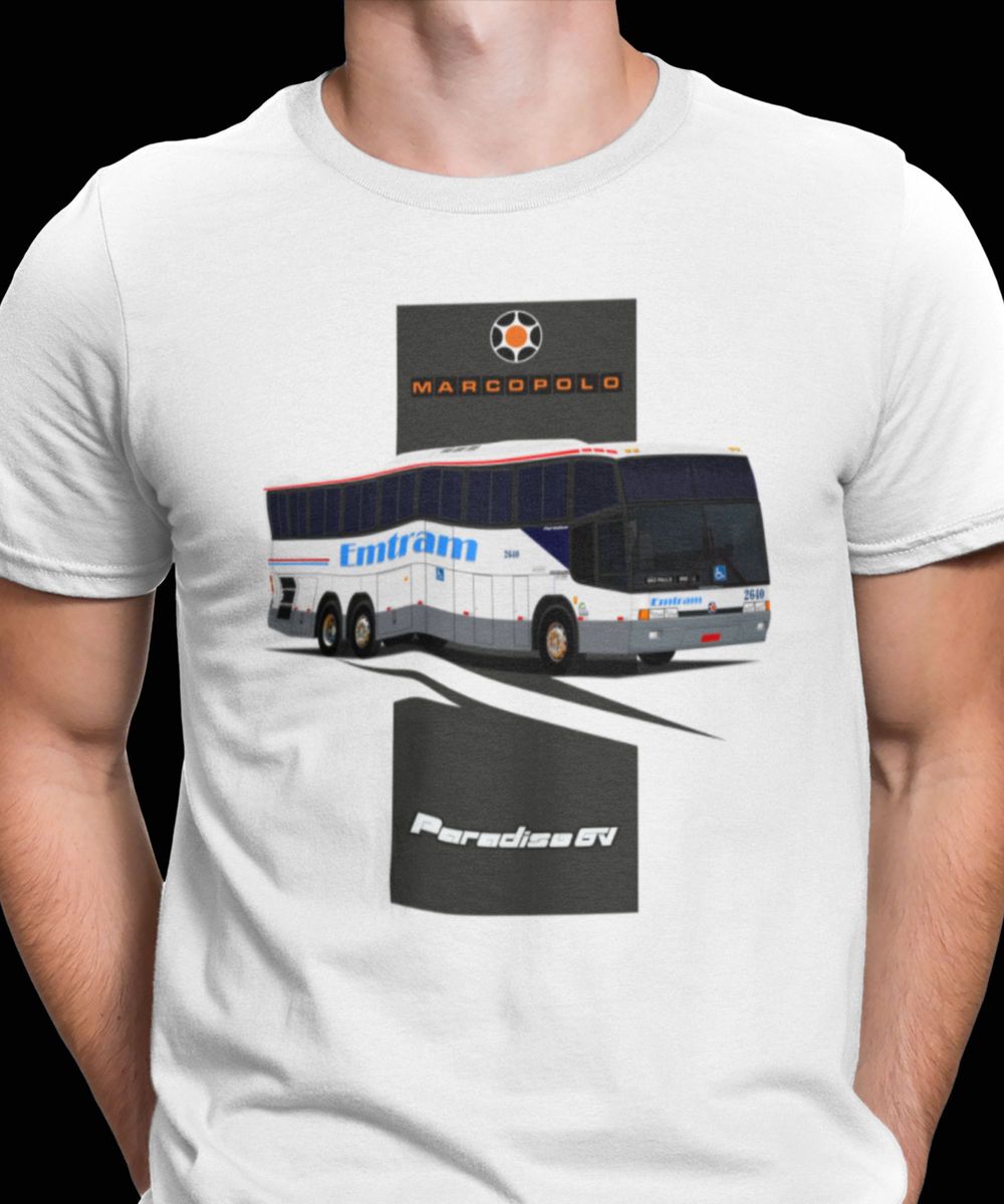 Nome do produto: CAMISETA ÔNIBUS EMTRAM MARCOPOLO GV 