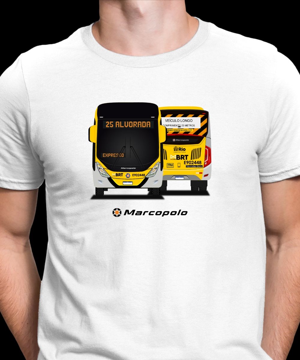 Nome do produto: CAMISETA DESENHO ÔNIBUS BRT RIO DE JANEIRO  MARCOPOLO VIALE EXPRESS