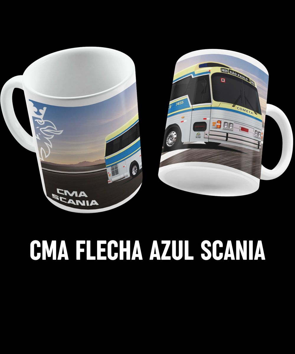 Nome do produto: CANECA ÔNIBUS FLECHA AZUL CMA COMETA (3D)