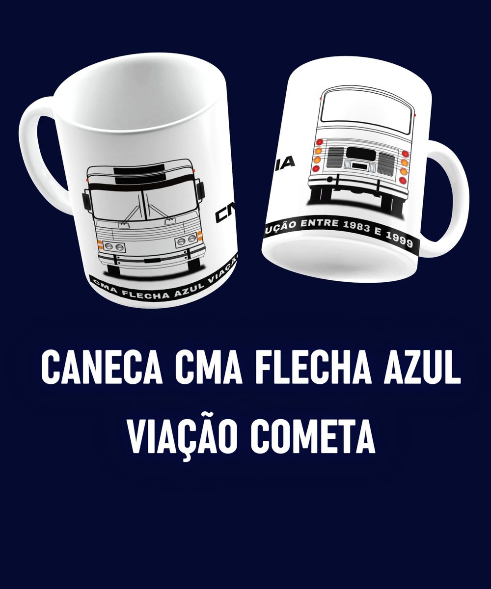 Nome do produto: CANECA ÔNIBUS CMA FLECHA AZUL VIAÇÃO COMETA