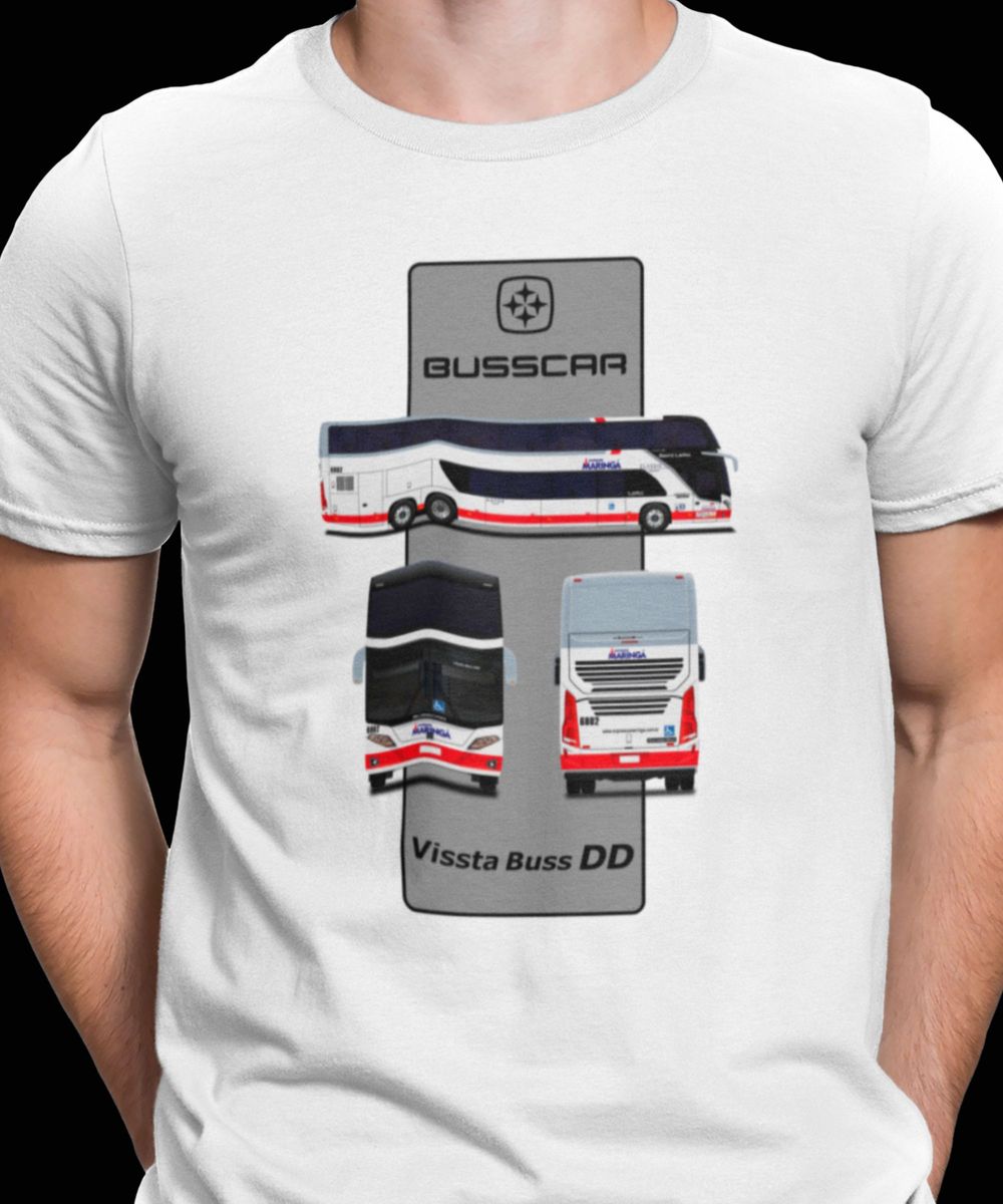 Nome do produto: CAMISETA ÔNIBUS EXPRESSO MARINGÁ BUSSCAR VISSTA BUSS DD