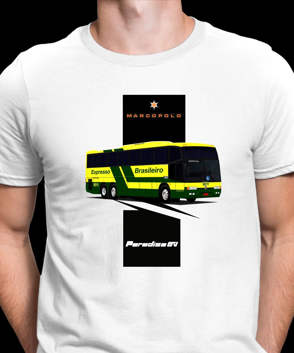 Nome do produto: CAMISETA ÔNIBUS EXPRESSO BRASILEIRO MARCOPOLO GV 1150