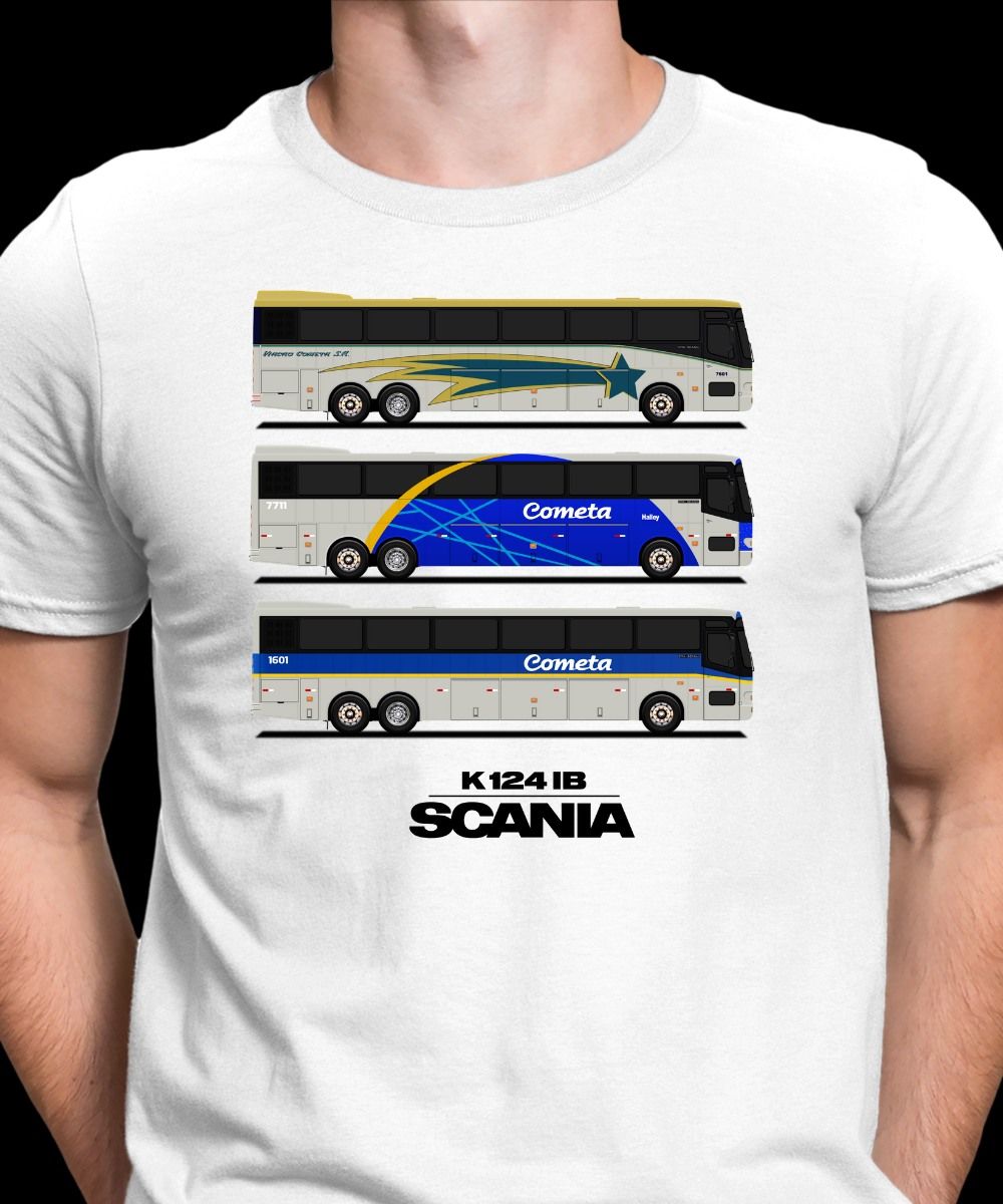 Nome do produto: CAMISETA DESENHO ÔNIBUS VIAÇÃO COMETA CMA ESTRELÃO 