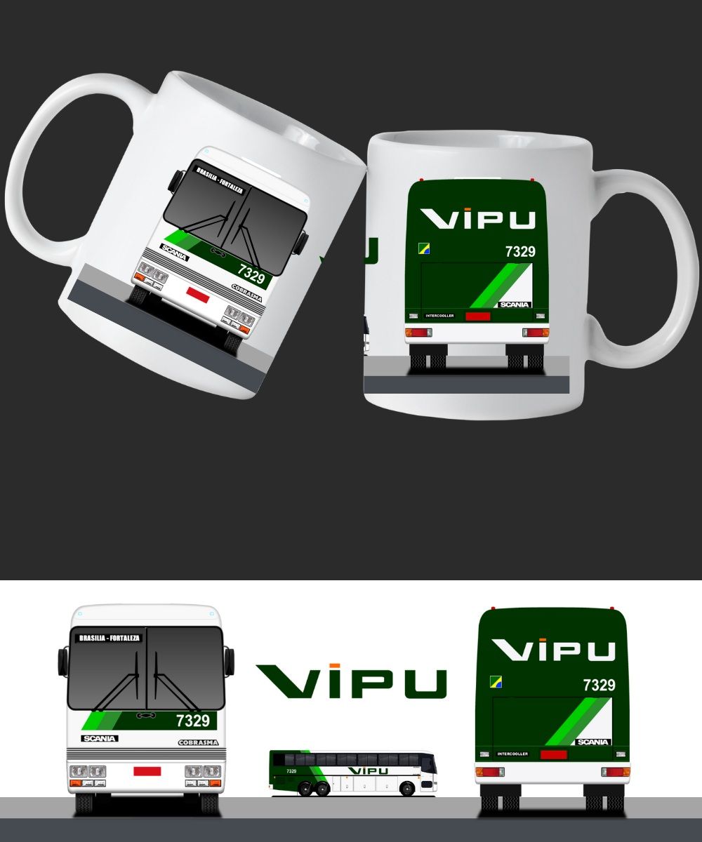 Nome do produto: CANECA ÔNIBUS VIPU VIAÇÃO IPU FORTALEZA CEARÁ COBRASMA 