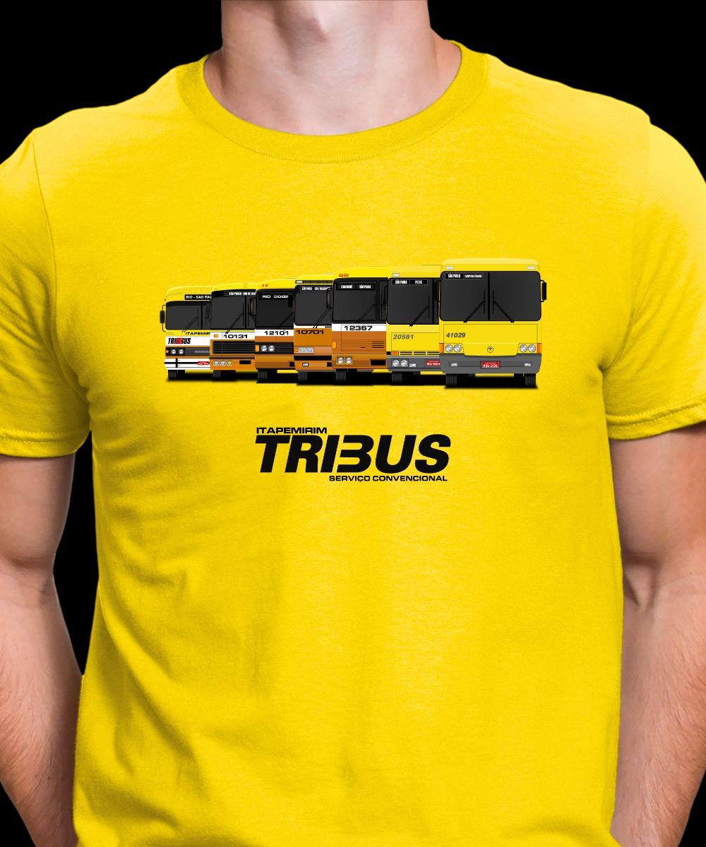 Nome do produto: CAMISETA ITAPEMIRIM EVOLUÇÃO DOS ÔNIBUS COM SERVIÇO TRIBUS 