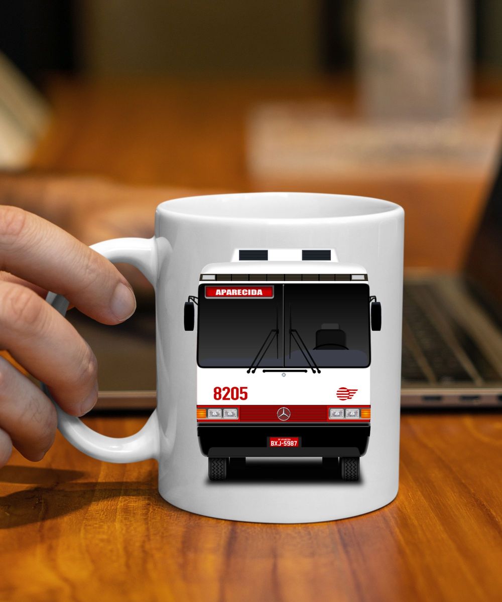 Nome do produto: Caneca Ônibus Pássaro Marron para Motorista de Ônibus - Presente Exclusivo 