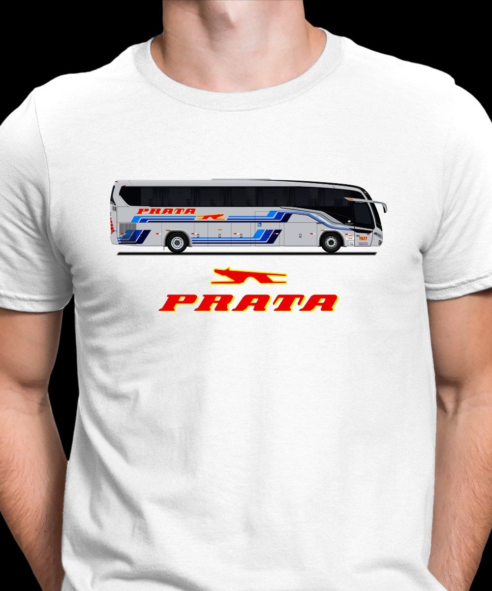 Nome do produto: CAMISETA ÔNIBUS EXPRESSO DE PRATA BUSSCAR VISSTA BUSS NB1 RETRÔ