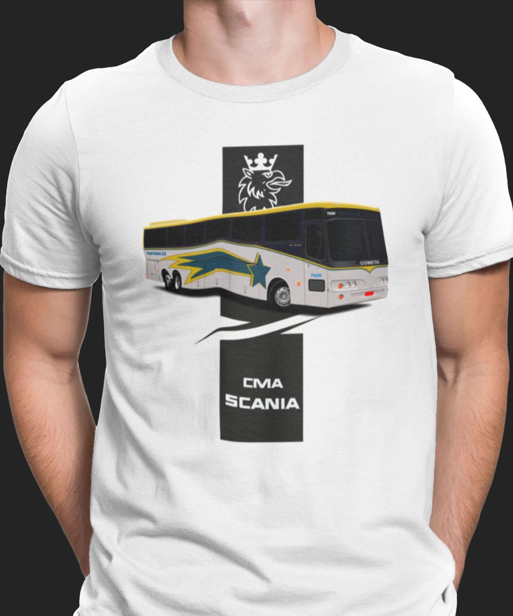 Nome do produto: CAMISETA ÔNIBUS CMA COMETA ESTRELÃO SCANIA \