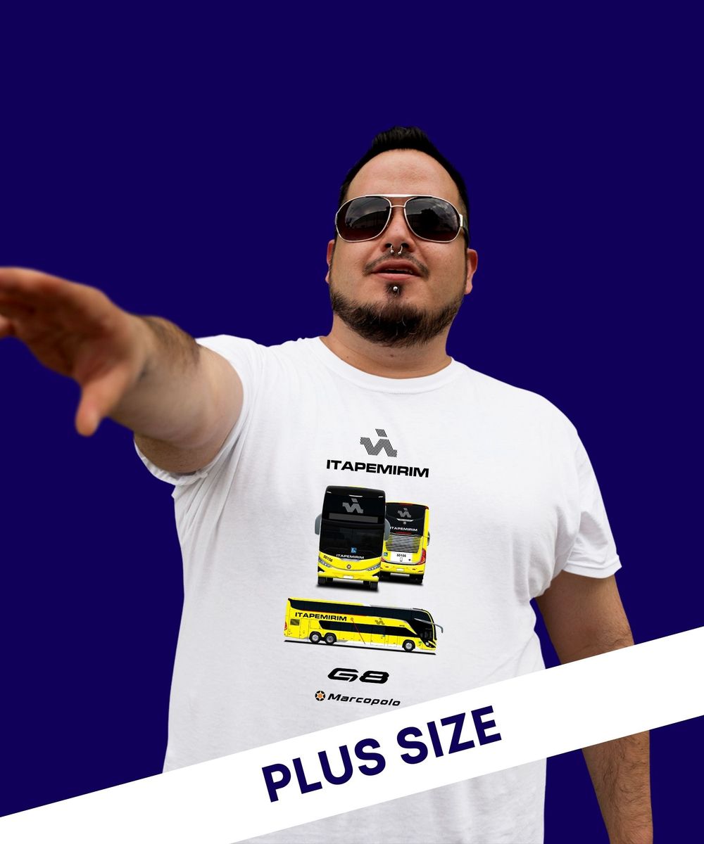 Nome do produto: CAMISETA ÔNIBUS VIAÇÃO ITAPEMIRIM MARCOPOLO G8 PLUS SIZE