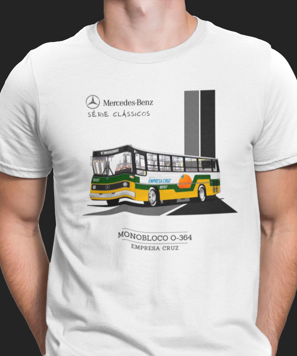 Nome do produto: CAMISETA ÔNIBUS EMPRESA CRUZ (ARARAQUARA) MERCEDES BENZ O-364 MONOBLOCO