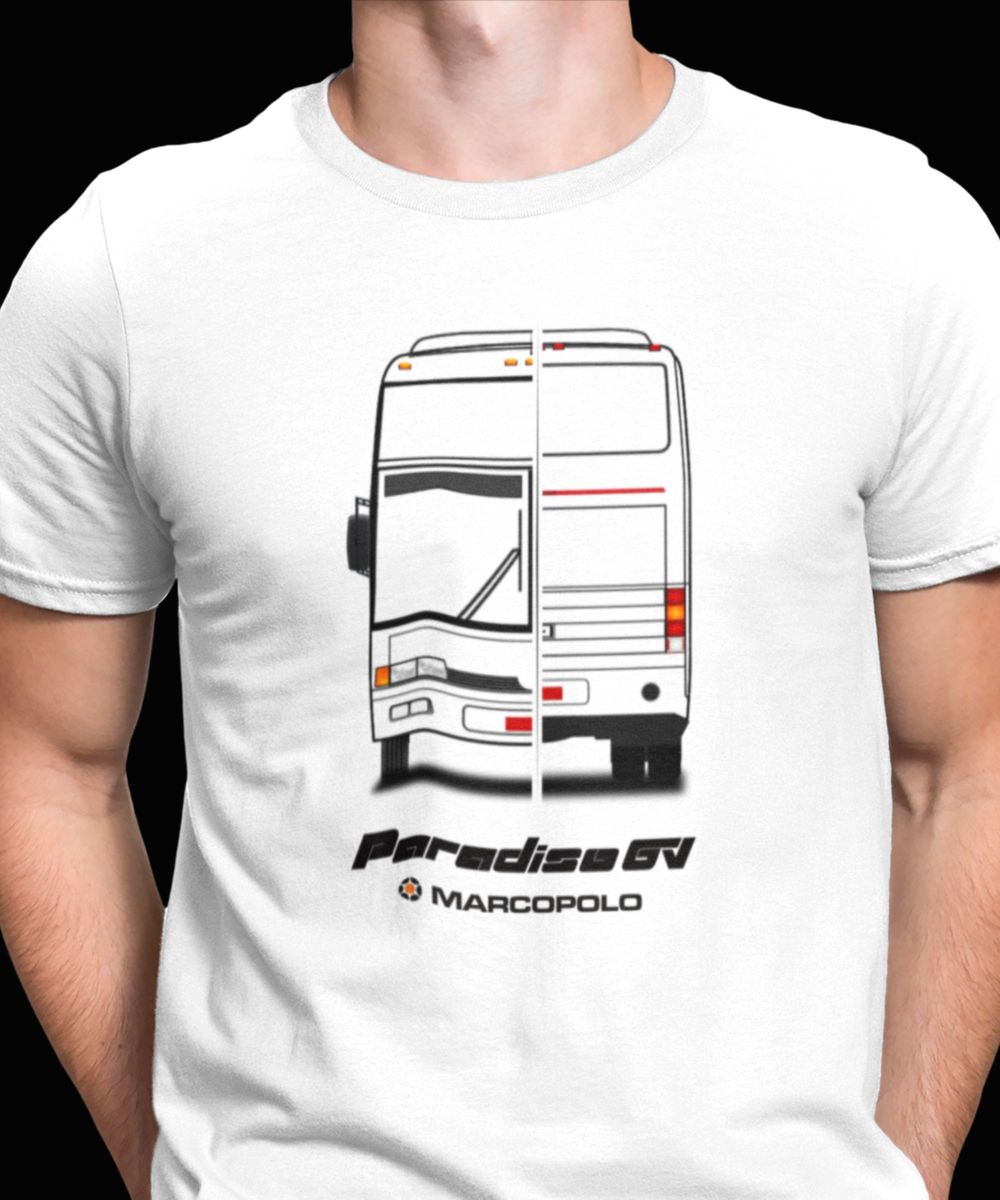 Nome do produto: CAMISETA ÔNIBUS MARCOPOLO PARADISO GV SÉRIE TRAÇOS