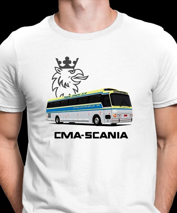 CAMISETA ÔNIBUS VIAÇÃO COMETA CMA FLECHA AZUL SCANIA 113