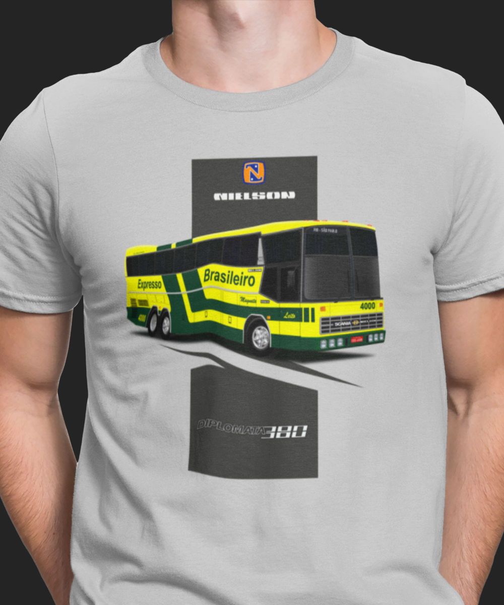 Nome do produto: CAMISETA ÔNIBUS EXPRESSO BRASILEIRO NIELSON DIPLOMATA MAGNATA 